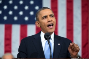 President Obama delivering his State of the Union address.